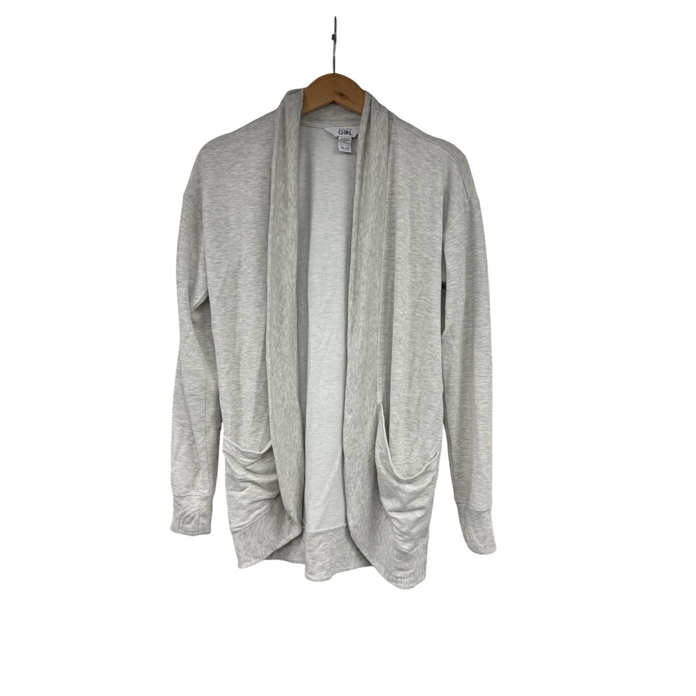 Athleta Girl Wrap N Roll Sweatshirt 2.0 Open Front Cardigan Grey XXL 16